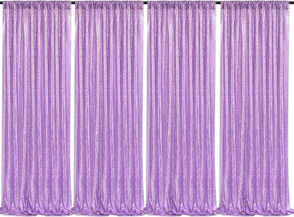 Lavender Sequin Backdrop Drapes 4 Panels 2FTx8FT Glitter Backdrop Curtains | by QueenDream