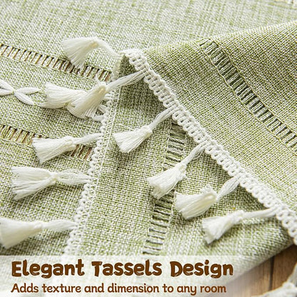 Sutuo Home Green Boho Curtain 52W x 36L inch White Striped Light Filtering - Image 4