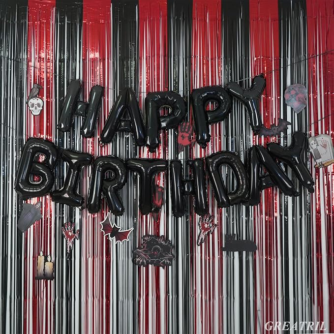 Black Red Party Streamers Backdrop - Image 5