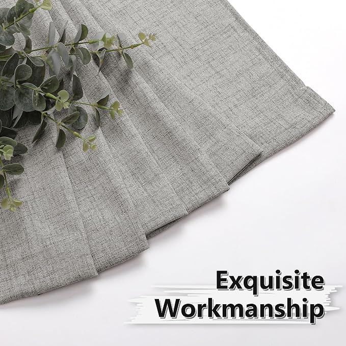 Tollpiz Short Linen Curtain Living Room Rod Pocket Semi Sheer Curtains Burlap - Image 7