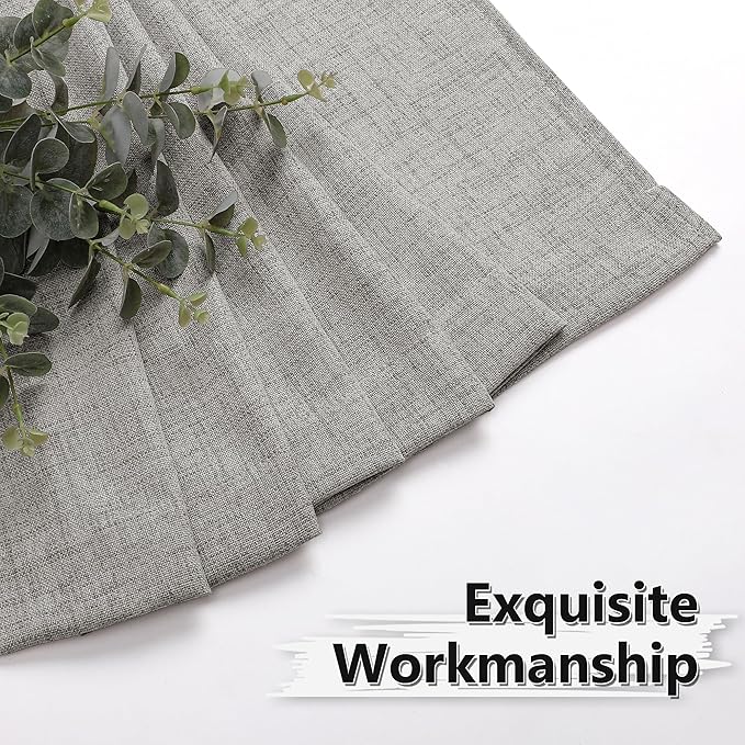 Tollpiz Linen Curtain Bedroom Rod Pocket Semi Sheer Curtains Burlap Light - Image 7