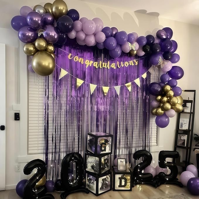 Purple and Gold Balloons, 12 Inch 35PCS Dark Pastel Purple Lavender Balloons - Image 7