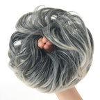 Large Messy Bun Hair Piece Curly Synthetic Extensions Scrunchies Fake Chignon Updo Hairpieces for Women Light Gray
