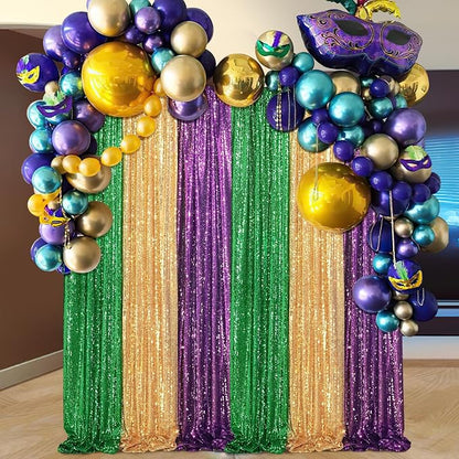 Purple Sequin Backdrop Curtain 4 Pcs 2ftx8ft Sparkly Glitter Wedding Party - Image 6