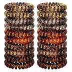 JessLab Spiral Hair Ties, 20 Pcs Traceless Phone Cord Hair Ties No Crease Spiral Bracelet Plastic Coil Ponytail Holders No-Damage Headband Hair Accessory for Girls Women Ladies Gift (Amber)