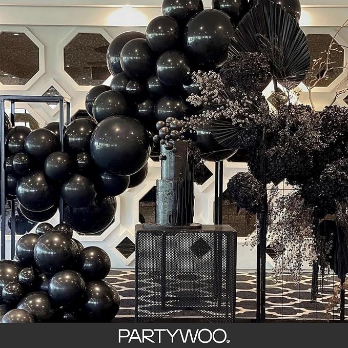 PartyWoo Black Balloons 152pcs Different Sizes of 18 12 10 5 Inch | Balloons - Image 8