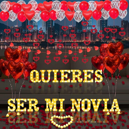 Quieres Ser Mi Novia Light Up Letters Proposal Decorations by Fezava