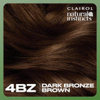 Clairol Natural Instincts Demi-Permanent Hair Dye, 4BZ Dark Bronze Brown Hair Color, Pack of 3