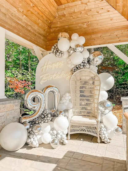 Silver Round Foil Balloons, 22 Inch 4D Round Ball Balloons Ornament, Giant - Image 6