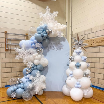 Baby Blue White Winter Wonderland Balloons - Image 6