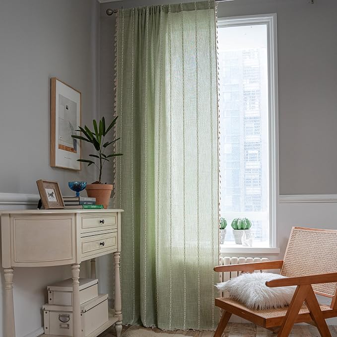 Sutuo Home Boho Curtains for Bedroom 96 Inches Long, Light Filtering Farmhouse - Image 2