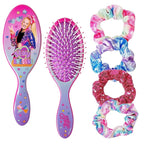 LUV HER Nickelodeon Jojo Siwa Hair Brush & 4 Scrunchies - Girls 9inc Hair Set, Detangling Brush for Thick Curly Thin Wet or Dry Hair - Hair Accessories for Kids Ages 3+