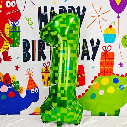 40 inch giant Green pixel miner game number 7 balloon | Large mining theme foil - Image 6
