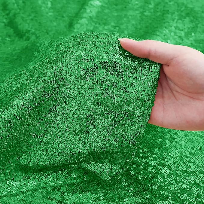 Sugargirl Grass Green Sequin Backdrop Curtain 3 Panels 2FTx8FT Glitter Grass - Image 4