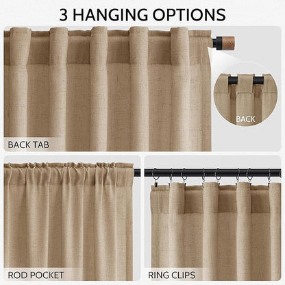Sand Beige Curtains 120 Inches Long - Image 2