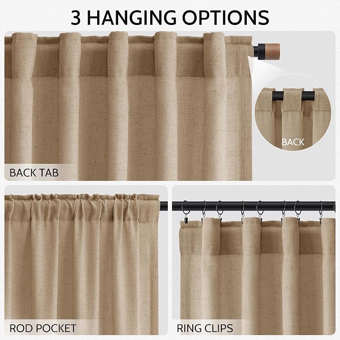 Sand Beige Linen 144 Inch Curtains - Image 2