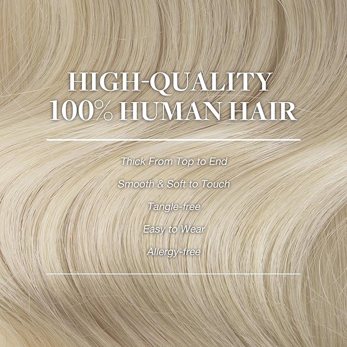 GOO GOO Clip in Hair Extensions Real Human Hair, Remy Human Hair Extensions Clip ins for Women, Natural Human Hair, 18inch 120g 7Pcs, 60A Platinum Blonde