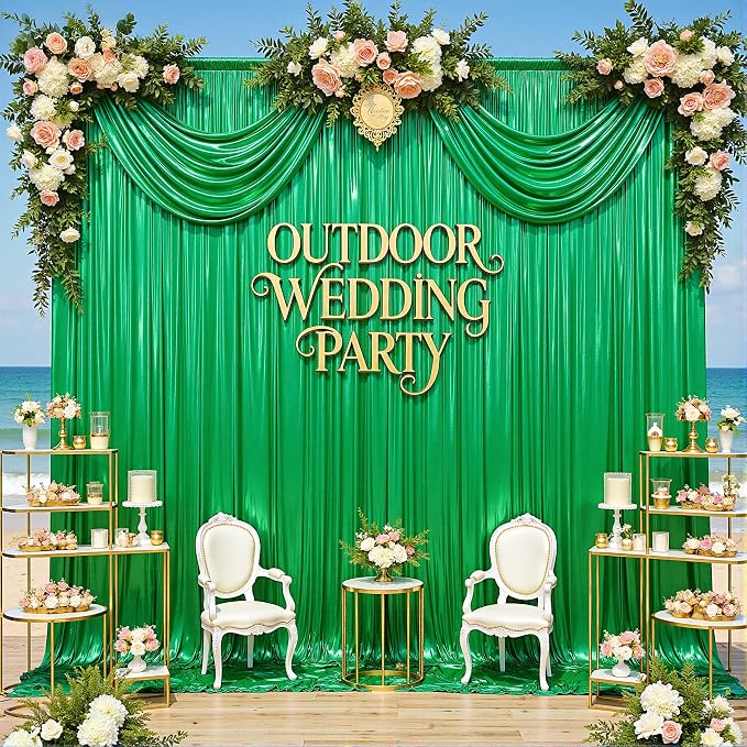 gogoparti 20x10FT Green Sequin Backdrop Curtain by Gogoparti