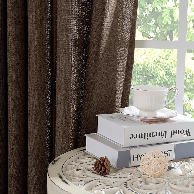 YoungsTex Brown Linen Curtains 72 Inch Length - Image 7