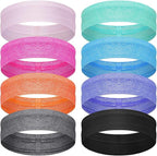 8 Pieces Sweatbands Non Slip Headbands Stretchy Running Sports Sweatbands Workout Headband Grip Silicone Yoga Hair Band Elastic Exercise Hair Wrap for Women Men