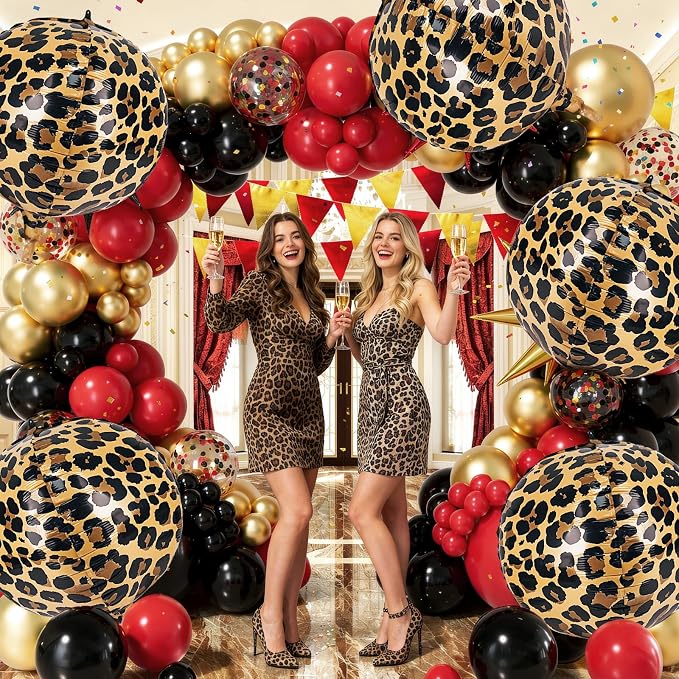 Cheetah Print Balloons 6 Pcs Leopard Foil Balloons 22 Inch 4D Round Safari - Image 5