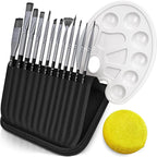 ADI&Guys Paint Brush Set – 12 Brushes with Travel Case, Mixing Palette & Sponge – for Acrylic, Oil, Watercolor & Face Painting – Art Supplies for Kids & Artists
