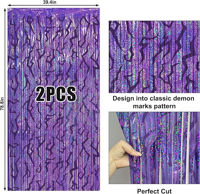 2 Packs Purple Foil Fringe Curtain, Baby Shower, Graduation, Bachelorette - Image 6