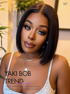 LUVME HAIR 10" Light Yaki Glueless Bob Wigs Human Hair Pre Plucked, 5x5 HD Lace Closure Wigs Human Hair 180 Density, Ready to Go Wig with Bleached Knots & Pre Cut Lace