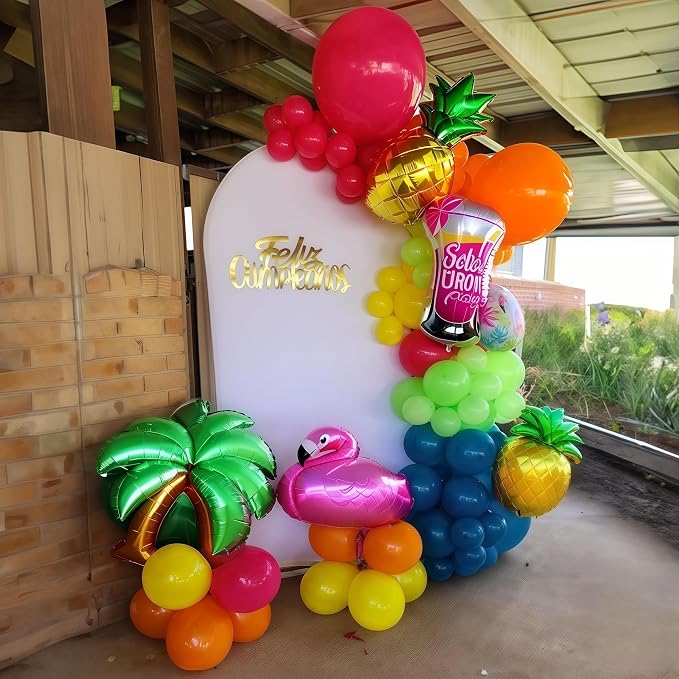 141 Pcs Rainbow Neon Balloon Arch Kit, Hot Pink Lime Green Orange Slate Blue - Image 5