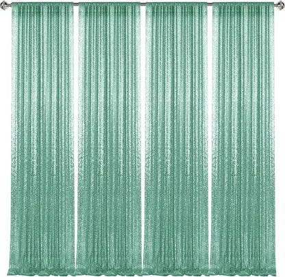 2×8FT-4PCS Mint Green Sequin Backdrop Curtains Panels, Photography Backdrop - Image 8