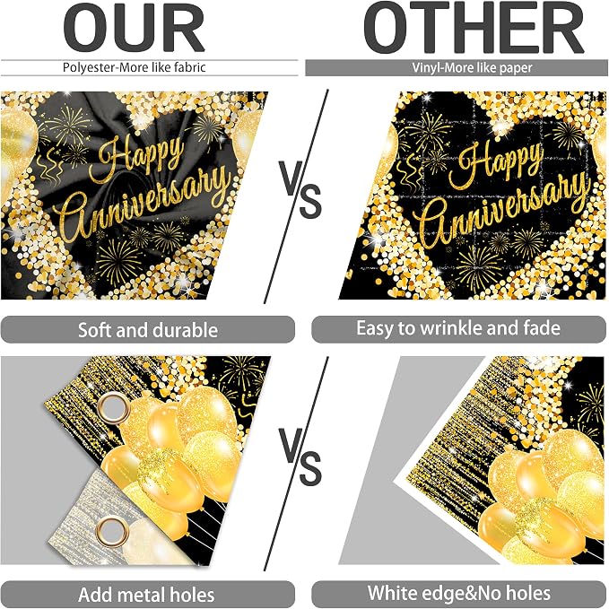 9x6 ft Floral Anniversary Backdrop Banner - Image 8