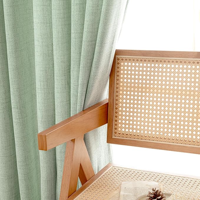 YoungsTex Sage Green Linen Curtains 68 Inch Length - Image 6