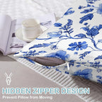 Satin Pillowcase 1 Pack-Vintage Blue Floral Silky Pillow Cover for Hair and Skin,King Size 20x36 Inch Soft Cooling Printed Pillow Cases with Hidden Zipper,Gifts for Women Men