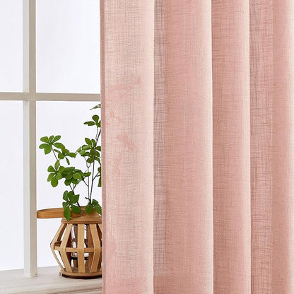 MIULEE Blush Pink Linen Curtains 52x84 Inch Length 2 Panels - Image 5