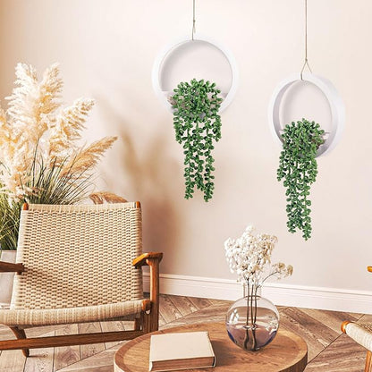 Der Rose 2 Pack 15" Artificial Hanging Plants in White Pots - Image 4
