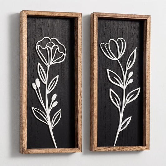 3D Vintage Black Living Room Decor Lightweight, Wooden Ready-to-Hang Framed by TideandTales