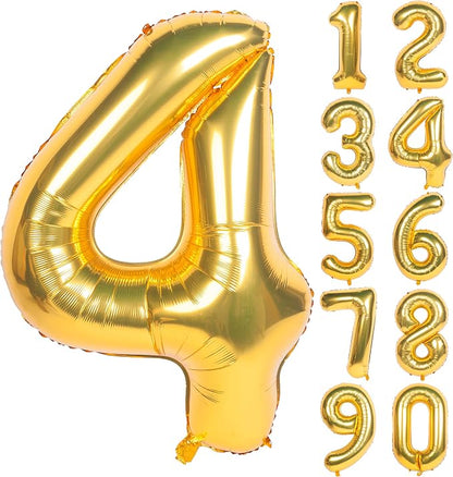 40In Large Gold Number Balloon 4 Aluminum Foil Mylar Big Number Balloon 0-9 | by Exquisitehighqualitypartydecorationstomeetyoureveryneed%EF%BC%81