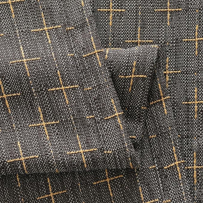 MIULEE Patterned Farmhouse Linen Curtains, Back Tab, Dark Grey | Linen Curtains - Image 5