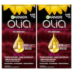 Garnier Olia Hair Color, Oil Powered Ammonia Free Permanent Hair Dye for Long-Lasting Color, 6.65 Intense Red, 2 Dye Kits