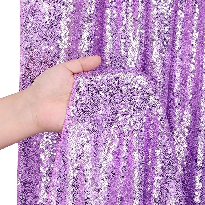 Lavender Sequin Curtains Backdrop 6 Pcs 2FTx8FT Shiny Shimmer Fabric | Glitter - Image 4