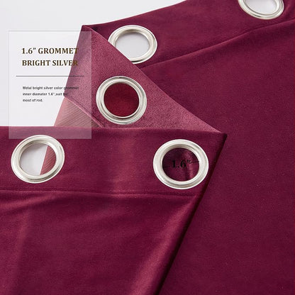 BULBUL Velvet Burgundy Blackout Curtains 90 inch Long - Image 3