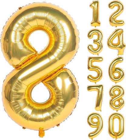 40In Large Gold Number Balloon 8 Aluminum Foil Mylar Big Number Balloon 0-9 | by Exquisitehighqualitypartydecorationstomeetyoureveryneed%EF%BC%81