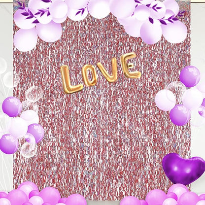 3 Pack 3.3 ft x 6.6 ft Tinsel Curtain -CYLMFC Rose Gold Birthday Backdrop - Image 6