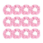 Pack of 12 Cotton Hair Scrunchies Single Jersey Solid Color Ponytail Holders Hair Ties for Girl (Light Pink)