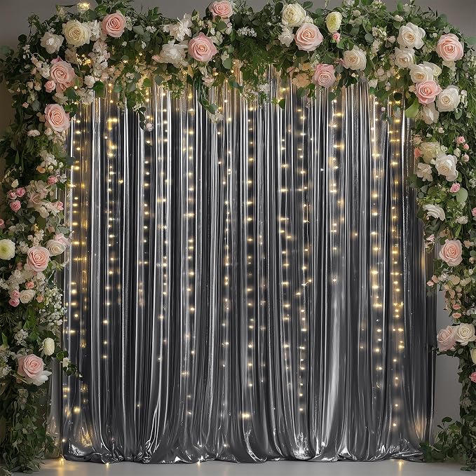 20ftx10ft Black Silver Glitter Sequin Backdrop Curtain - Image 4