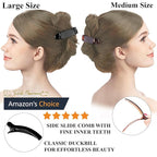 RC ROCHE ORNAMENT 6 Pcs Womens Classic Alligator Duckbill Clips Side Slide Firm Grip Barrettes Girls Beauty Accessory Plastic Pin Hairclip Clamps Beautiful Hair Décor, Medium Black