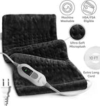 GENIANI XL Electric Heating Pad for Back Pain & Cramps Relief, Electric Throw, Birthday Christmas Gifts for Women, Men Auto Shut Off, Machine Washable, Heat Pad for Neck & Shoulder (12'‘×24" Black)