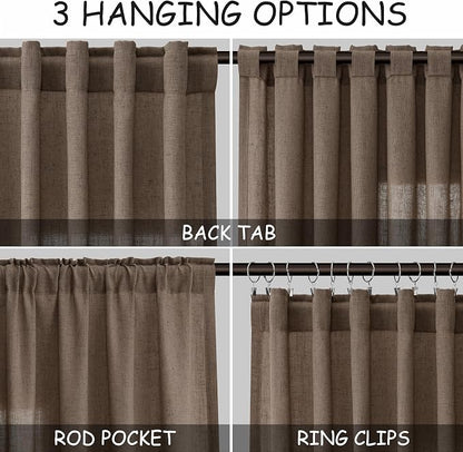 Light Brown Linen Curtains 96 Inches Long - Image 3