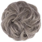 FESHFEN Messy Bun Hair Piece - Elastic Wavy Curly Hair Bun Scrunchies Extensions Synthetic Chignon Hairpieces for Women Girls, Salt and Pepper 1.5 oz