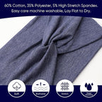 DRESHOW Extra Wide Headbands for Women Cotton Turban Knotted Bandana Head Bands Non Slip Boho Hair Accessories for Sports & Yoga